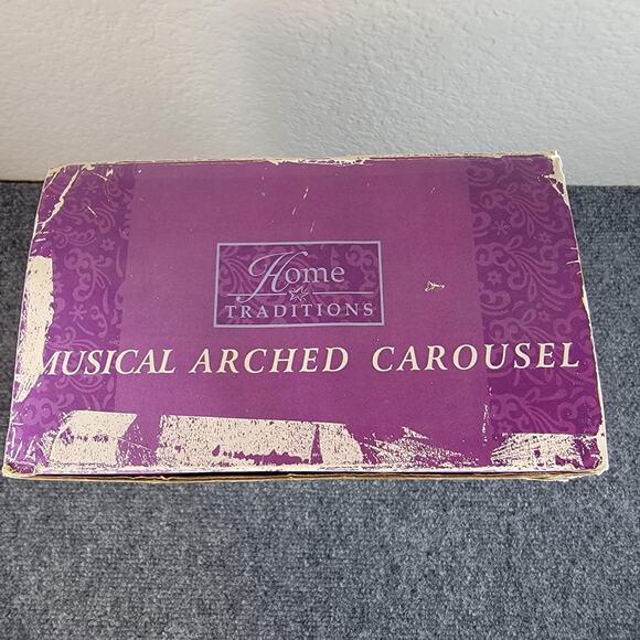 Home Traditions Musical Carousel Horse Figurine Pastel Cherub Canopy Non-Working - Picture 13 of 13